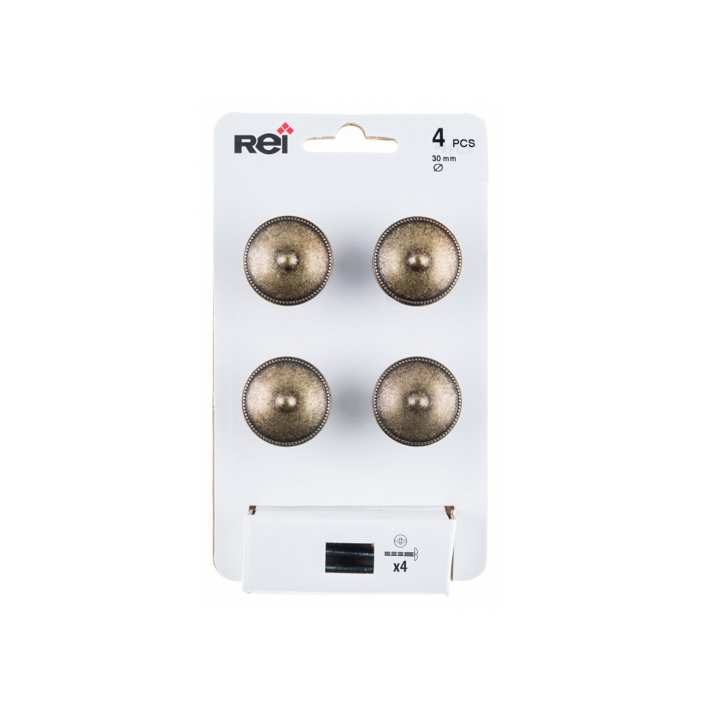 Boutons de meuble Rond Antik Zamak laitonné H.22mm Lot de 4 - vue 2