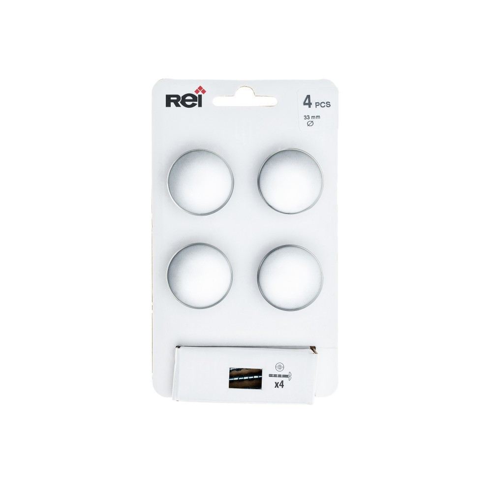 Lot de 4 boutons de meuble Rond zamak mat H.27 x l.33 x P.33 mm