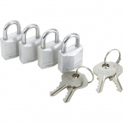 Lot de 4 cadenas à clé MASTER LOCK aluminium, l.20 mm de marque MASTER LOCK, référence: B6220100