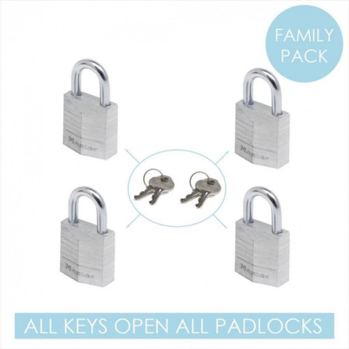 Lot de 4 cadenas à clé MASTER LOCK aluminium, l.20 mm - MASTER LOCK