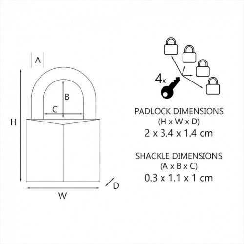 Lot de 4 cadenas à clé MASTER LOCK aluminium, l.20 mm - MASTER LOCK