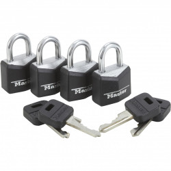 Lot de 4 cadenas à clé MASTER LOCK aluminium, l.20 mm de marque MASTER LOCK, référence: B6220200