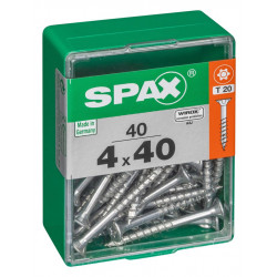 Lot de 40 vis acier tête autofraisée plate SPAX, Diam.4 mm x L.40 mm de marque SPAX, référence: B6223100