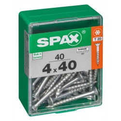 Lot de 40 vis acier tête autofraisée plate SPAX, Diam.4 mm x L.40 mm - SPAX