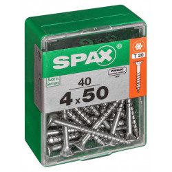 Lot de 40 vis acier tête autofraisée plate SPAX, Diam.4 mm x L.50 mm de marque SPAX, référence: B6223200