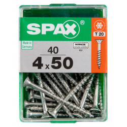 Lot de 40 vis acier tête autofraisée plate SPAX, Diam.4 mm x L.50 mm - SPAX