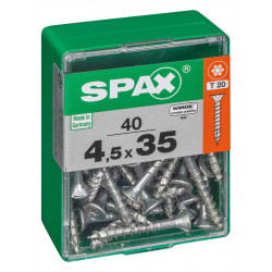 Lot de 40 vis acier tête autofraisée plate SPAX, Diam.4.5 mm x L.35 mm - SPAX
