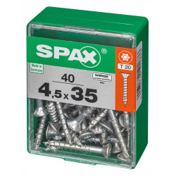 Lot de 40 vis acier tête autofraisée plate SPAX, Diam.4.5 mm x L.35 mm - SPAX