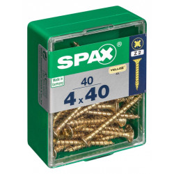 Lot de 40 vis acier tête fraisée pozidriv SPAX, Diam.4 mm x L.40 mm - SPAX