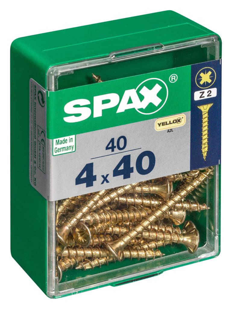 Vis à bois tête fraisée plate Spax PZ 4X40 jaune 40 pièces - vue 2