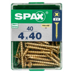 Lot de 40 vis acier tête fraisée pozidriv SPAX, Diam.4 mm x L.40 mm - SPAX