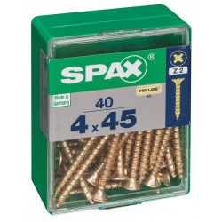 Lot de 40 vis acier tête fraisée pozidriv SPAX, Diam.4 mm x L.45 mm - SPAX