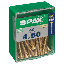 Lot de 40 vis acier tête fraisée pozidriv SPAX, Diam.4 mm x L.50 mm - SPAX