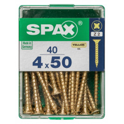 Lot de 40 vis acier tête fraisée pozidriv SPAX, Diam.4 mm x L.50 mm - SPAX