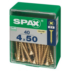 Lot de 40 vis acier tête fraisée pozidriv SPAX, Diam.4 mm x L.50 mm - SPAX