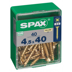 Lot de 40 vis acier tête fraisée pozidriv SPAX, Diam.4.5 mm x L.40 mm - SPAX