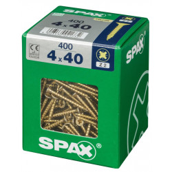 Lot de 400 vis acier tête fraisée pozidriv SPAX, Diam.4 mm x L.40 mm - SPAX