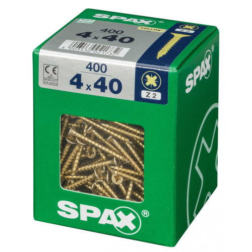 Lot de 400 vis acier tête fraisée pozidriv SPAX, Diam.4 mm x L.40 mm - SPAX