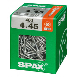 Lot de 400 vis acier tête fraisée torx SPAX, Diam.4 mm x L.45 mm - SPAX