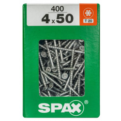 Lot de 400 vis acier tête fraisée torx SPAX, Diam.4 mm x L.50 mm - SPAX