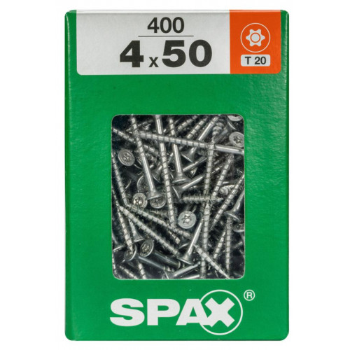 Lot de 400 vis acier tête fraisée torx SPAX, Diam.4 mm x L.50 mm - SPAX