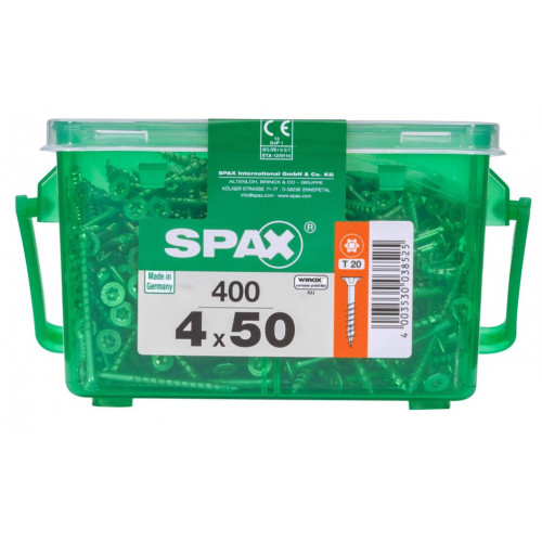 Lot de 400 vis acier tête fraisée torx SPAX, Diam.4 mm x L.50 mm - SPAX