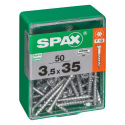 Lot de 50 vis acier tête autofraisée plate SPAX, Diam.3.5 mm x L.35 mm de marque SPAX, référence: B6224500
