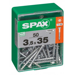 Lot de 50 vis acier tête autofraisée plate SPAX, Diam.3.5 mm x L.35 mm - SPAX