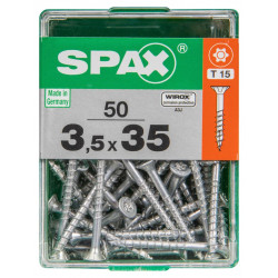 Lot de 50 vis acier tête autofraisée plate SPAX, Diam.3.5 mm x L.35 mm - SPAX