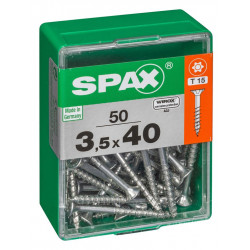 Lot de 50 vis acier tête autofraisée plate SPAX, Diam.3.5 mm x L.40 mm de marque SPAX, référence: B6224600