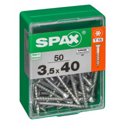 Lot de 50 vis acier tête autofraisée plate SPAX, Diam.3.5 mm x L.40 mm - SPAX