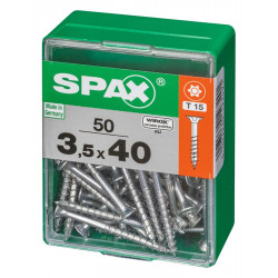 Lot de 50 vis acier tête autofraisée plate SPAX, Diam.3.5 mm x L.40 mm - SPAX