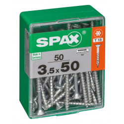 Lot de 50 vis acier tête autofraisée plate SPAX, Diam.3.5 mm x L.50 mm - SPAX