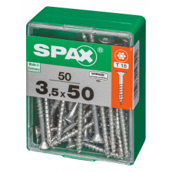 Lot de 50 vis acier tête autofraisée plate SPAX, Diam.3.5 mm x L.50 mm - SPAX