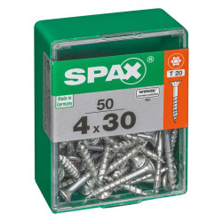 Lot de 50 vis acier tête autofraisée plate SPAX, Diam.4 mm x L.30 mm de marque SPAX, référence: B6224800