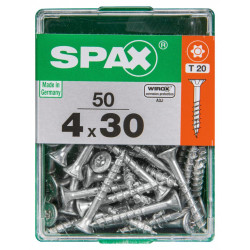 Lot de 50 vis acier tête autofraisée plate SPAX, Diam.4 mm x L.30 mm - SPAX