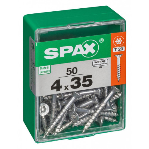 Lot de 50 vis acier tête autofraisée plate SPAX, Diam.4 mm x L.35 mm - SPAX