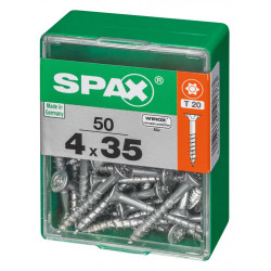 Lot de 50 vis acier tête autofraisée plate SPAX, Diam.4 mm x L.35 mm - SPAX