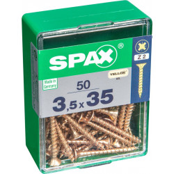 Lot de 50 vis acier tête fraisée pozidriv SPAX, Diam.3.5 mm x L.35 mm - SPAX