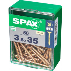 Lot de 50 vis acier tête fraisée pozidriv SPAX, Diam.3.5 mm x L.35 mm - SPAX