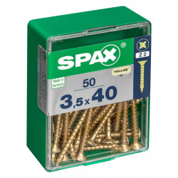 Lot de 50 vis acier tête fraisée pozidriv SPAX, Diam.3.5 mm x L.40 mm de marque SPAX, référence: B6225100