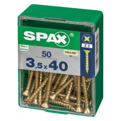 Lot de 50 vis acier tête fraisée pozidriv SPAX, Diam.3.5 mm x L.40 mm - SPAX