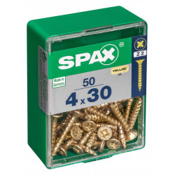 Lot de 50 vis acier tête fraisée pozidriv SPAX, Diam.4 mm x L.30 mm - SPAX