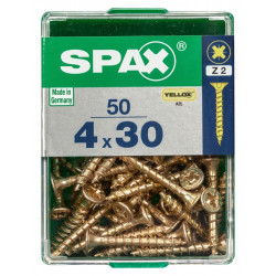 Lot de 50 vis acier tête fraisée pozidriv SPAX, Diam.4 mm x L.30 mm - SPAX