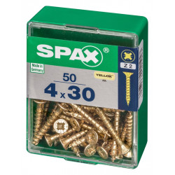 Lot de 50 vis acier tête fraisée pozidriv SPAX, Diam.4 mm x L.30 mm - SPAX