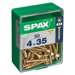 Lot de 50 vis acier tête fraisée pozidriv SPAX, Diam.4 mm x L.35 mm de marque SPAX, référence: B6225300