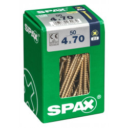 Lot de 50 vis acier tête fraisée pozidriv SPAX, Diam.4 mm x L.70 mm de marque SPAX, référence: B6225400