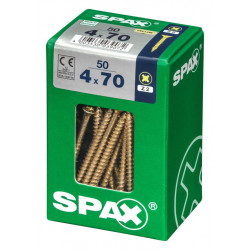 Lot de 50 vis acier tête fraisée pozidriv SPAX, Diam.4 mm x L.70 mm - SPAX