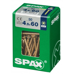 Lot de 50 vis acier tête fraisée pozidriv SPAX, Diam.4.5 mm x L.60 mm - SPAX