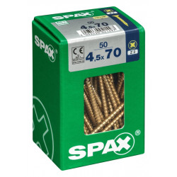 Lot de 50 vis acier tête fraisée pozidriv SPAX, Diam.4.5 mm x L.70 mm de marque SPAX, référence: B6225600